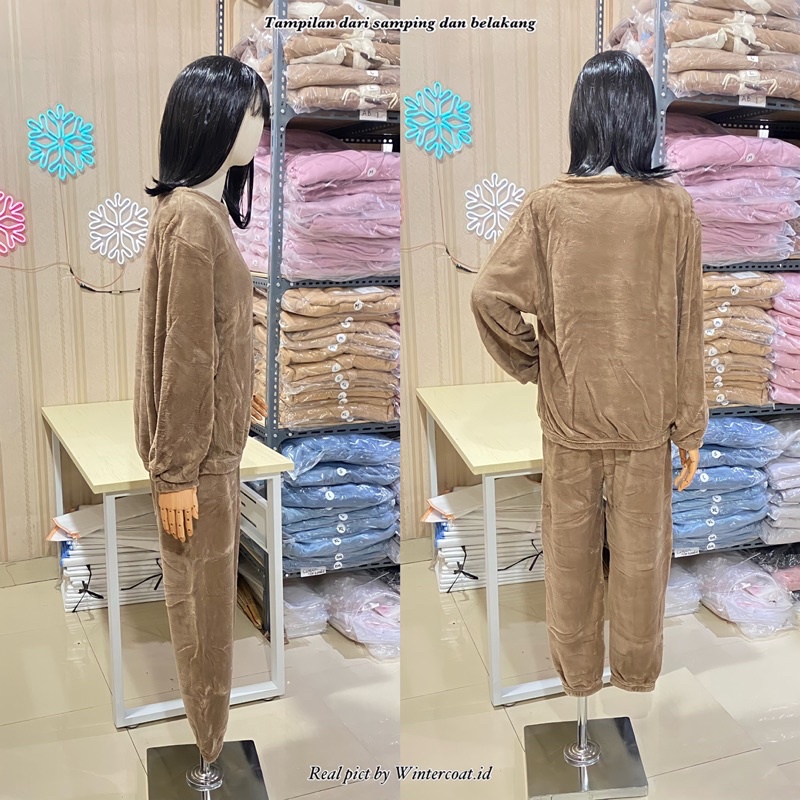 Pajamas winter baju tidur musim dingin bulu hangat import unisex cewek cowok