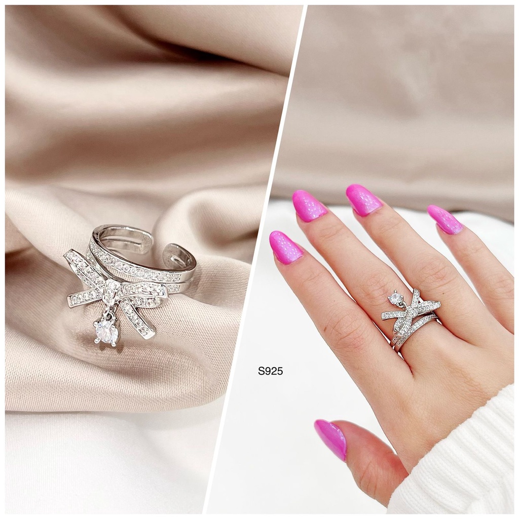 Cincin Silver925 Perak Mata kilau Mata halus Free Size Bisa Setel Besar kecil Sesuai jari Premium Quality Anti karat anti alergi Ring Zircone Ring03