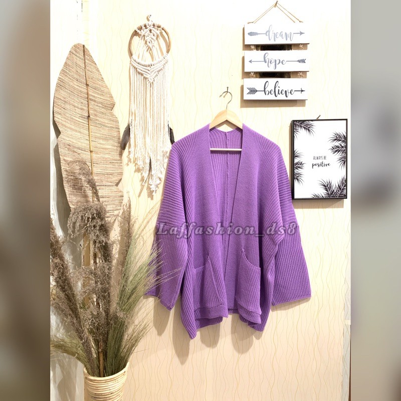 KARDIGAN OVERSIZE | OVERSIZE PREMIUM | CARDY OVERSIZE | KARDIGAN TEBAL-Lilac
