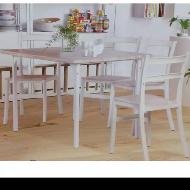 Meja makan plastik besi 4 kursi Korean style