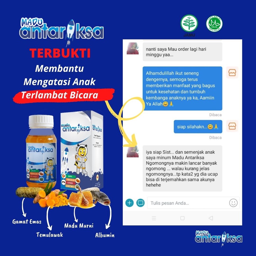 Vitamin/Suplemen Untuk Membantu Anak Bayi Balita Batita Terlambat Bicara - Madu Antariksa