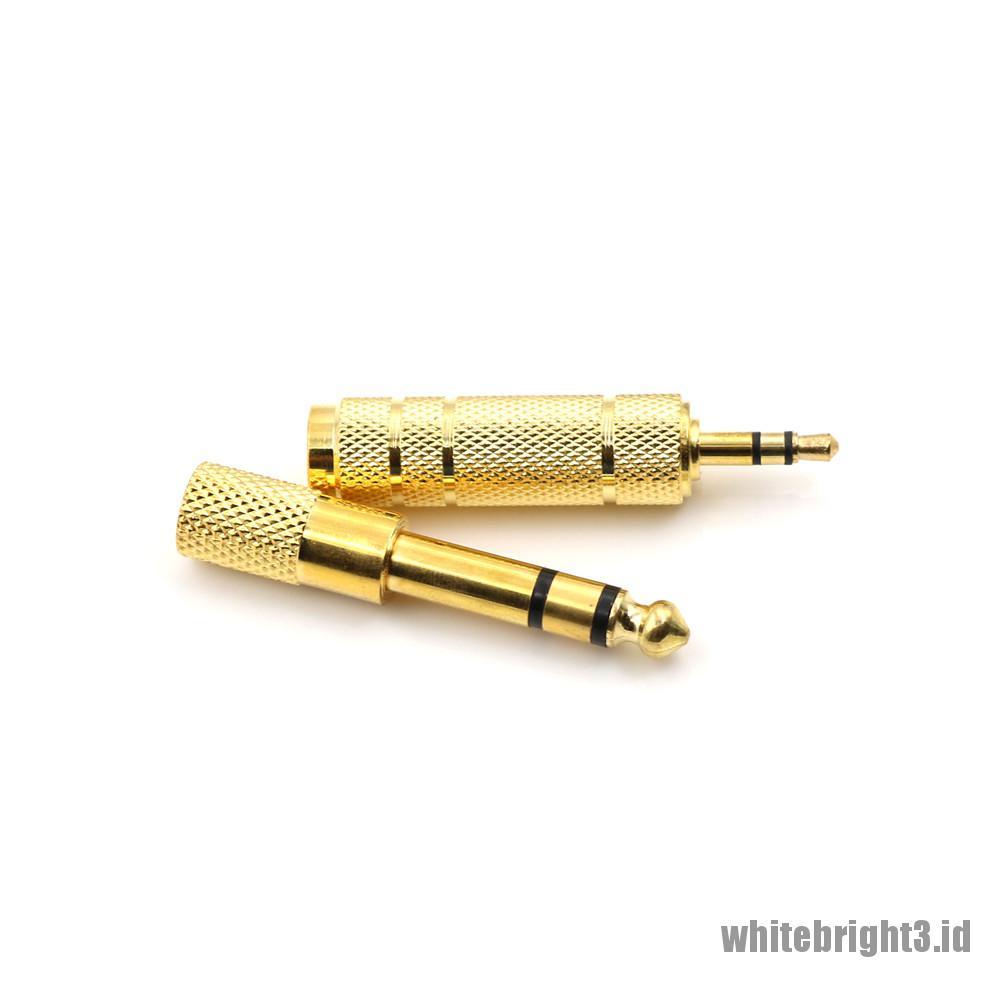 &lt; White3 &gt; 2Pcs Adapter Konverter Audio Stereo 6.35mm Ke 3.5mm Untuk Microphone