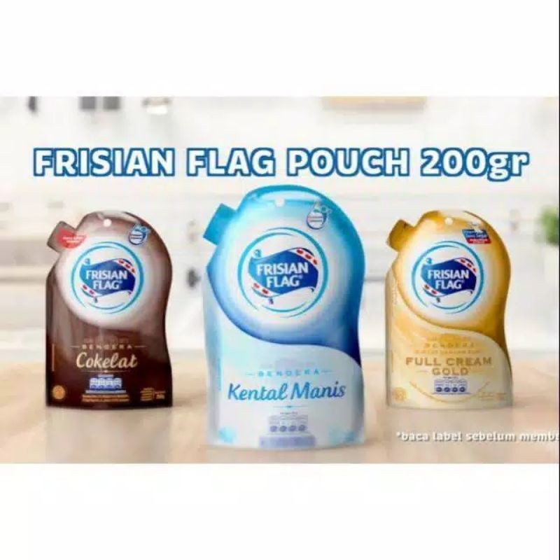 Frisian Flag Susu Bendera Kental Manis Putih Coklat Gold Pouch 200 gr