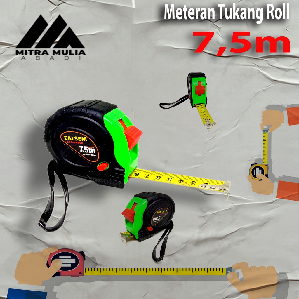 Meteran 7.5M Tukang Bangunan Roll 7.5 Meter 7.5 M Measuring Tape Rol M