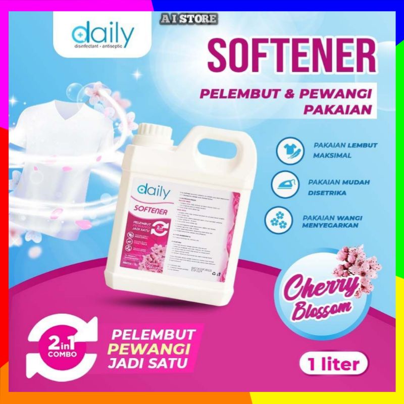 DAILY SOFTENER 2 IN1 PEWANGI DAN PELEMBUT PAKAIAN 1 LITER  / DAILY SOFTENER 2 IN 1 CHERRY BLOSSOM SEKALI BILAS WANGI SOKLIN MOLTO 1X BILAS HARUM LEMBUT SAKURA MURAH