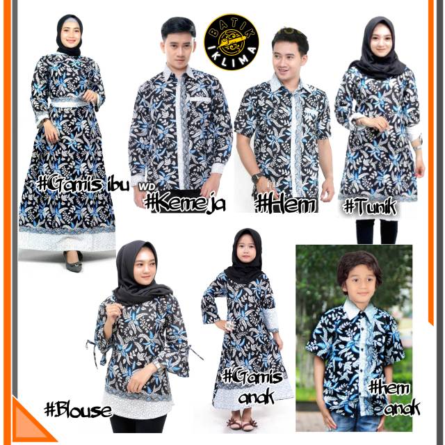 BATIK SETELAN SERAGAM KELUARGA Blarak Biru