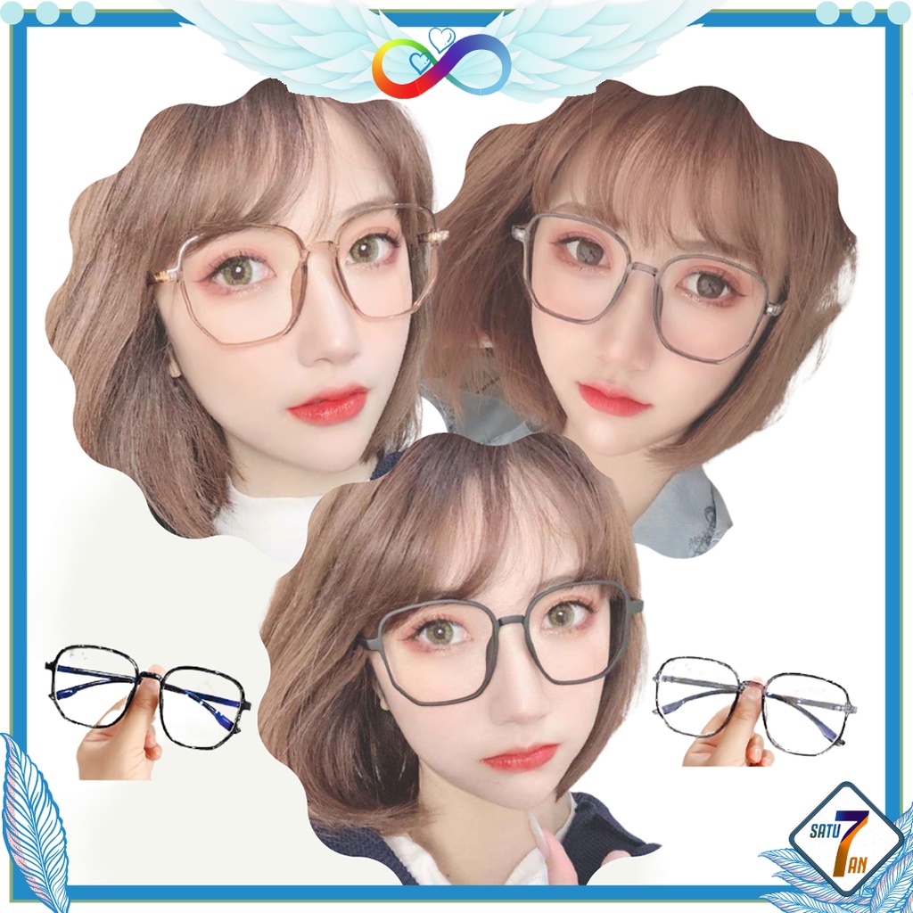 Satu7an KM09 Kacamata Petak Kacamata Fashion Style Korea Kacamata Wanita Frame Lensa Eyeglasses