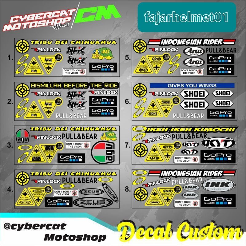 Stiker Helm KYT Set Link Paket Ganteng Leopard