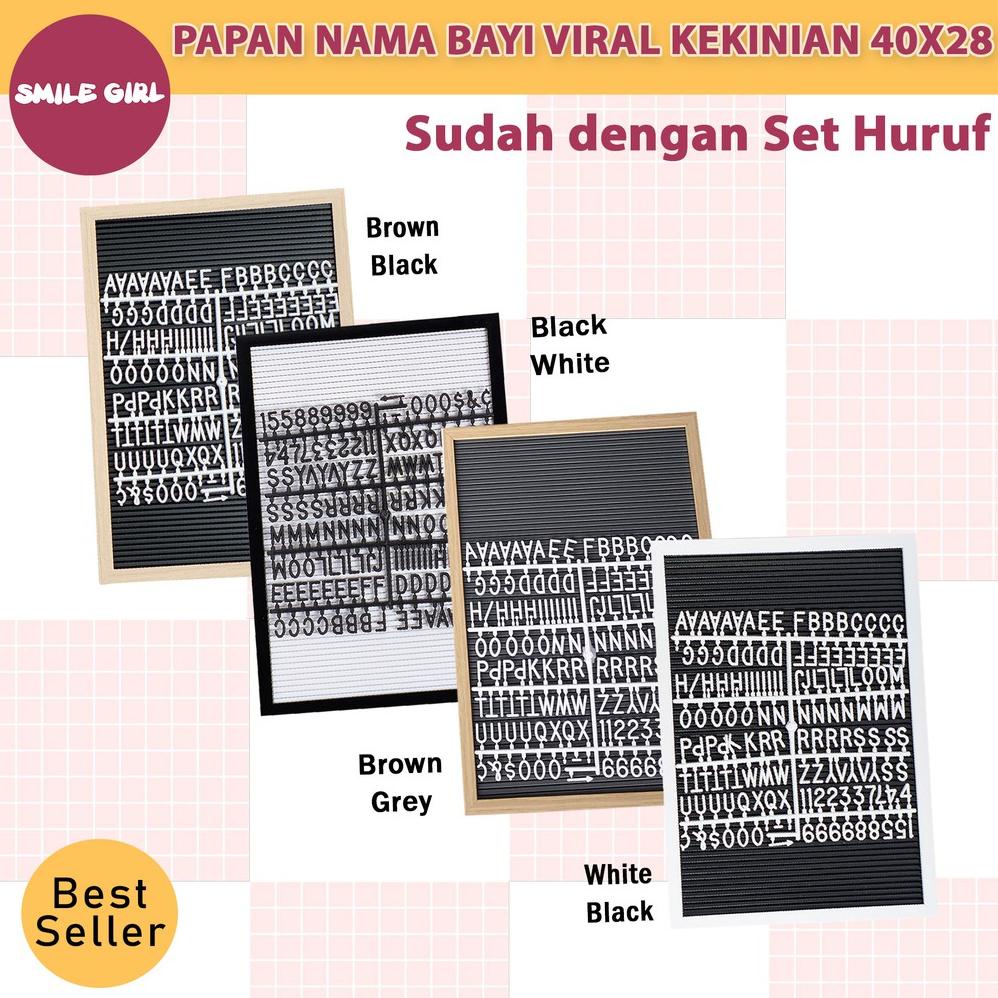 

[(BAYAR DITEMPAT) [TERMURAH] Papan Nama Bayi / Letter Board Kekinian SmileGirl 40x28