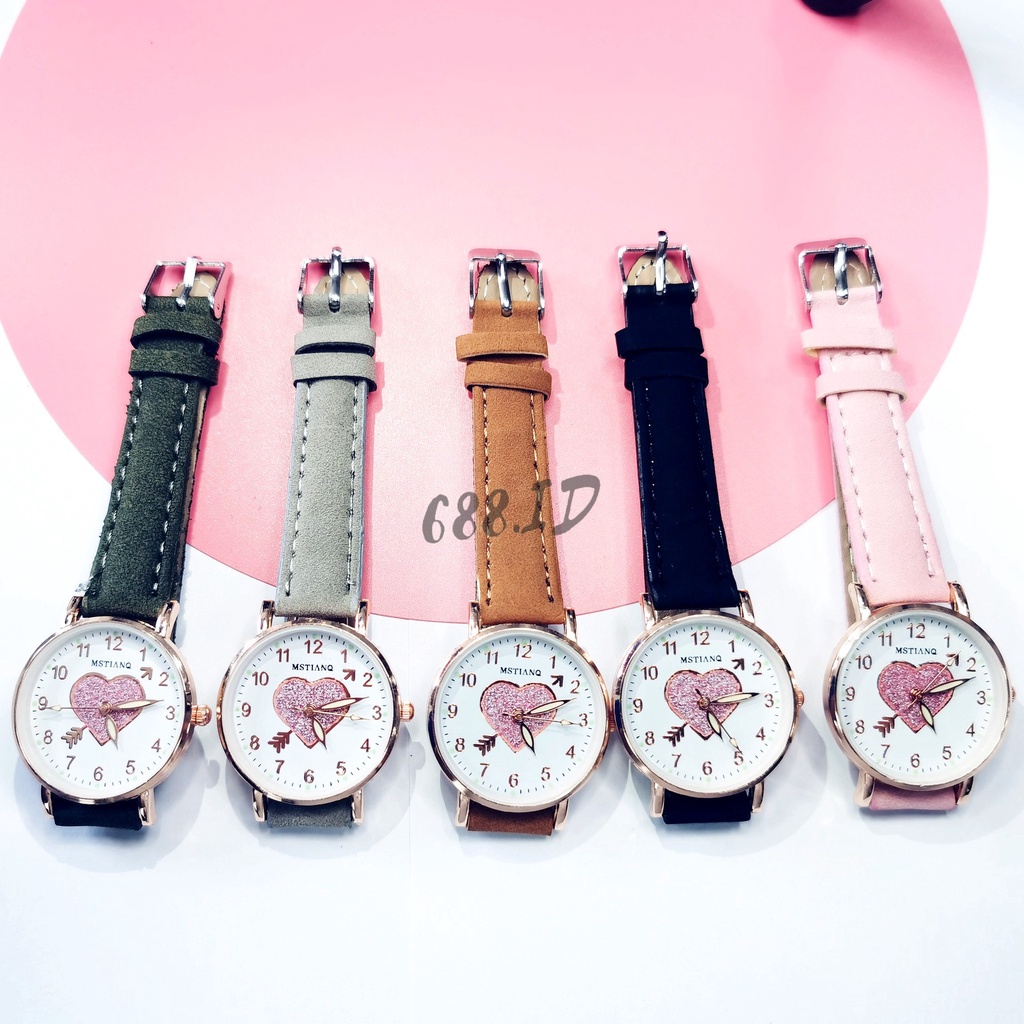 Jam Tangan Glow In The Dark Quartz Casual Strap Kulit PU Glow In The Dark Untuk Wanita Impor Murah Model Terbaru JT 18