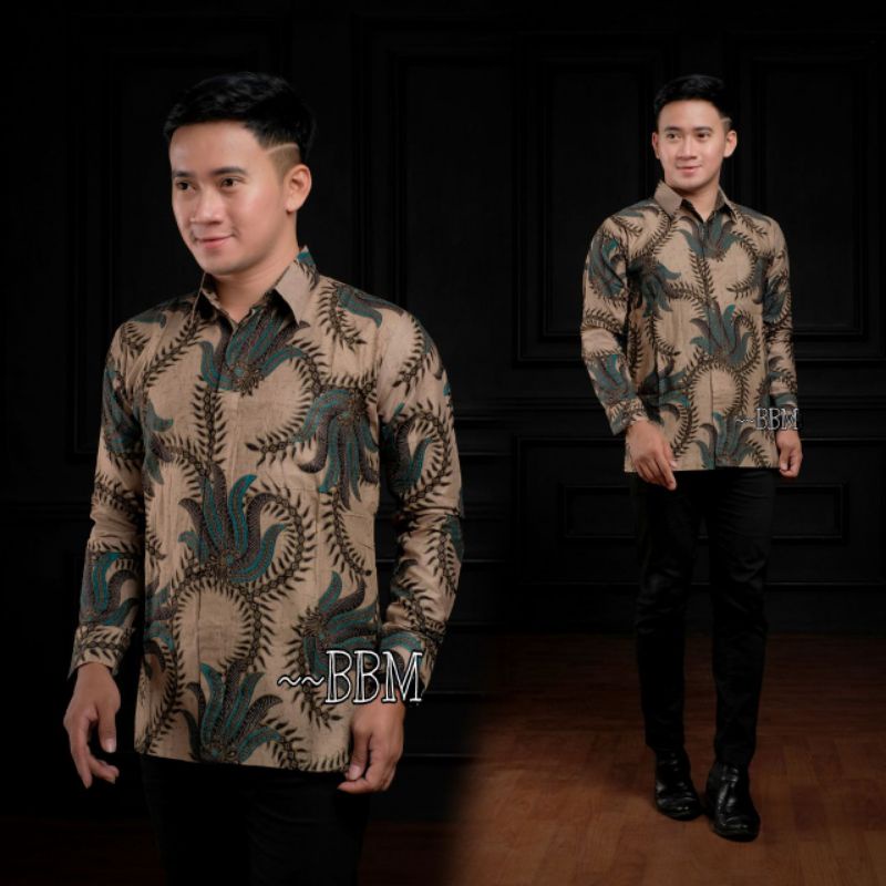 Kemeja batik pria lengan panjang size m l xl xxl