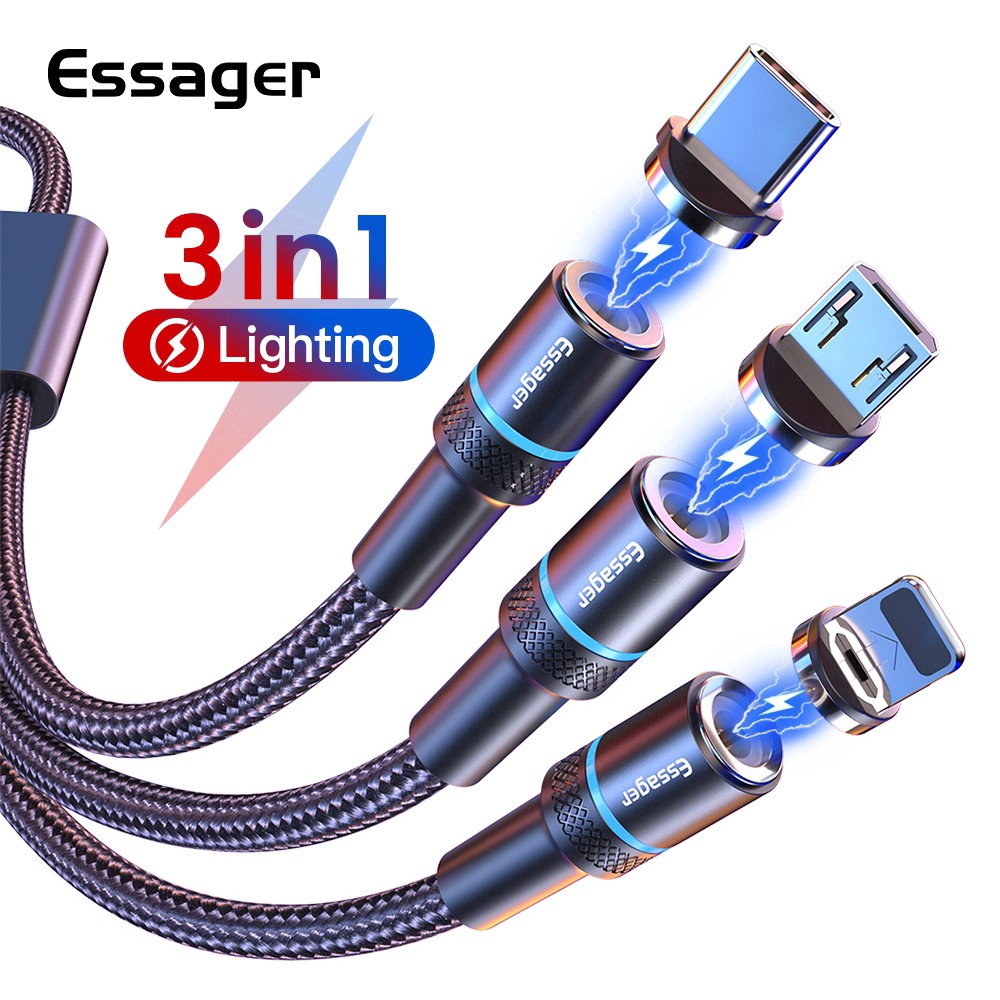 

Essager Kabel Data/Charger Micro Usb Magnetik Fast Charging Untuk Iphone/Samsung