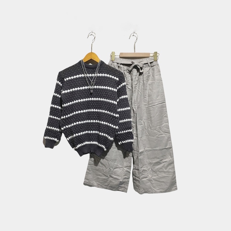 CHESSY SET + KESSIE SET  ( ATASAN + CELANA ) / BEST SELLER / BISA COD-Dark grey - grey