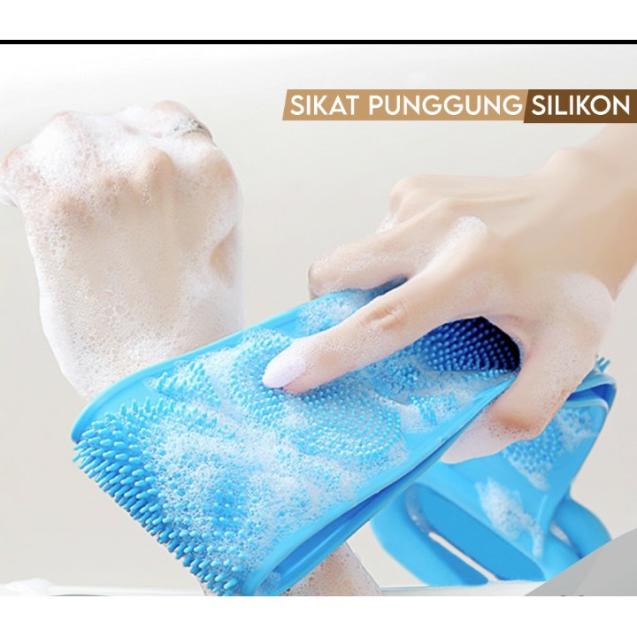 Sikat Punggung Silicon Lembut Sikat Scrubber Silicon Alat Pembersih Badan Multifungsi