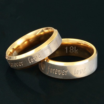 Cincin Pria Couple Titanium Forever Love Warna Silver Gold - BR315