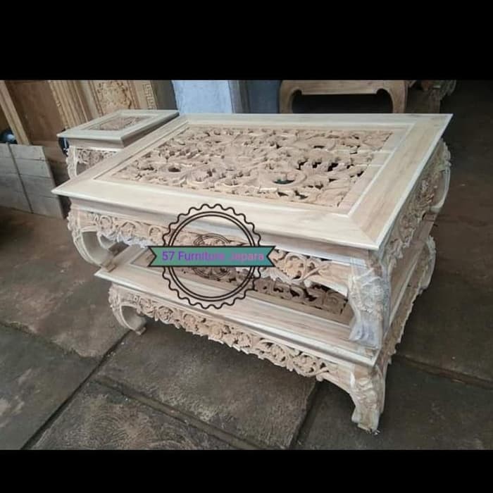 Meja tamu full ukir - meja ketapang mentahan - meja pendek lesehan