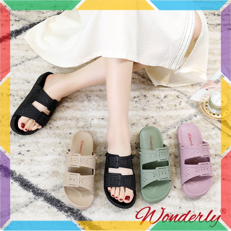 2027-5 Sepatu Sandal Wanita Wonderly Sendal Cewek Strap 2in1 Ban 2 Karet Jelly Tali Rajut Korea