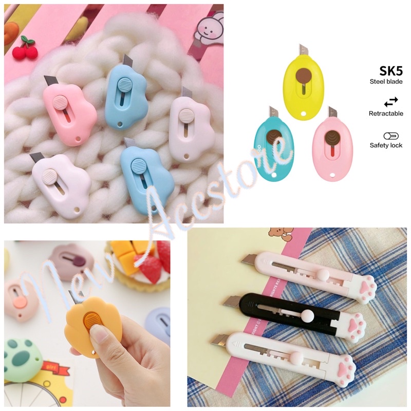 Mini cutter cloud atau silet kecil. cutter mini lucu bentuk  cocok untuk para traveller Polos Travel Kit Pemotong Kertas Paper Cutter Lucu. cutter