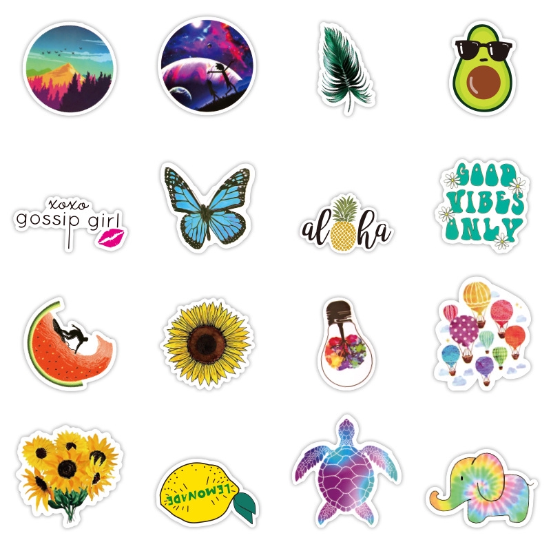 50Pcs/set VSCO Style Sunflower Waterproof Refrigerator Skateboard Decoration Mixed Decals Laptop Sticker