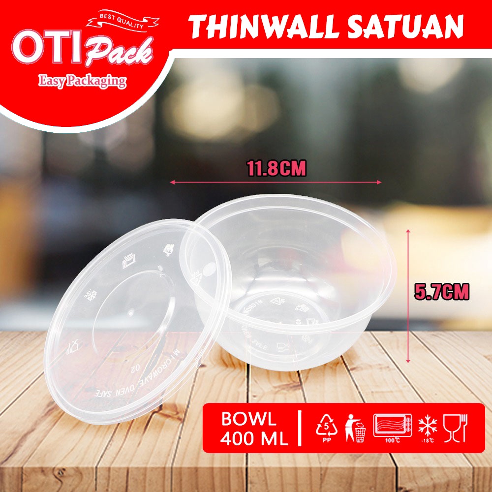 SATUAN Thinwall Otipack Bowl 400ml /Food Container/ Tempat Makan Plastik Mangkuk OTBS400