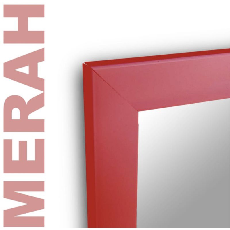 Aesthetic Cermin dinding gantung minimalis Cermin makeup Cermin dinding murah 65x25-Merah