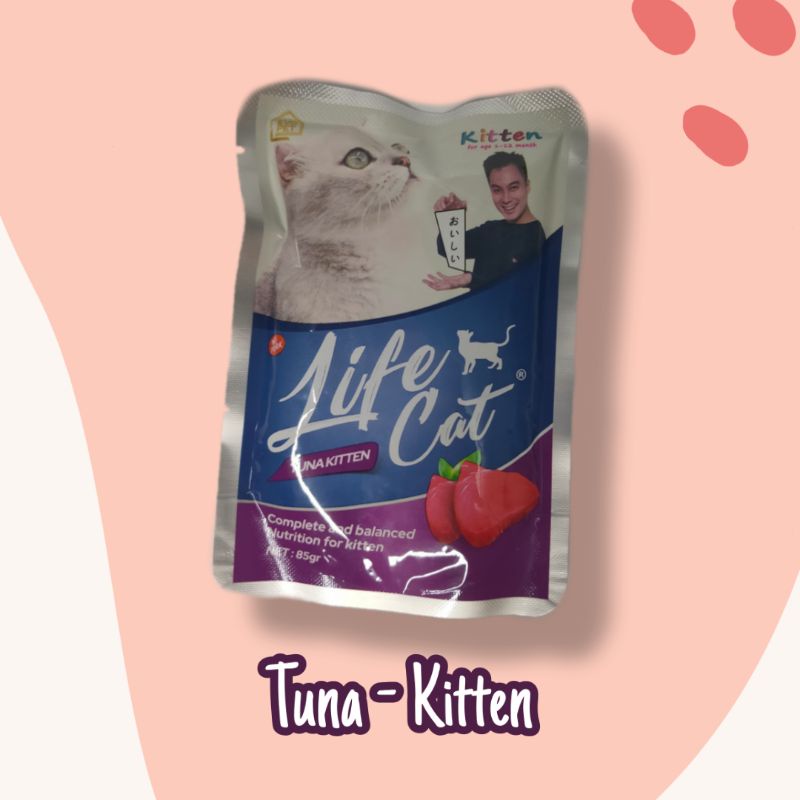 [LIFECAT POUCH 85GR] LifeCat Wetfood Kitten/Adult Salmon, Tuna, Chicken