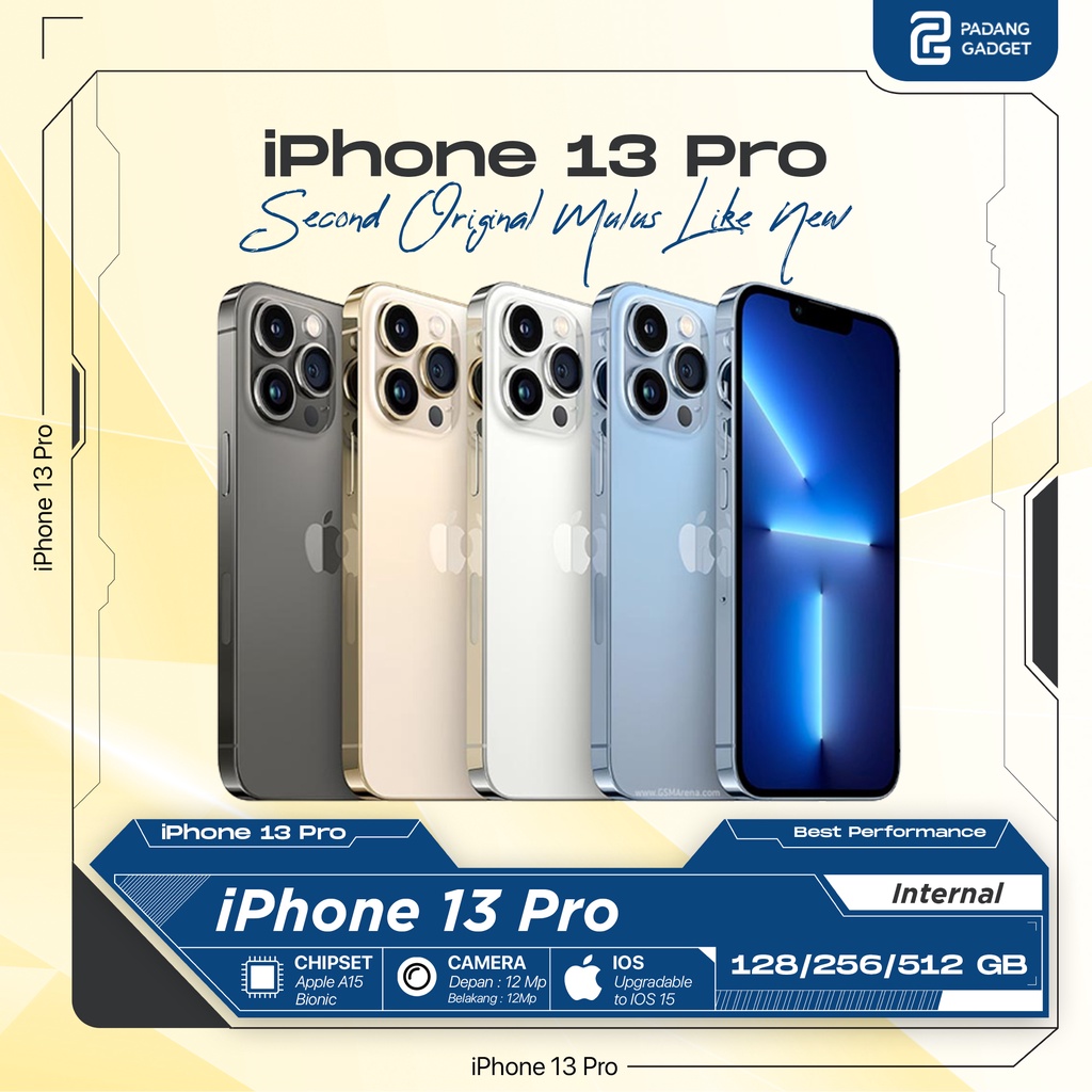 Jual IPhone 13 PRO 128 & 256 GB Second Original Fullset Hp Bekas ...