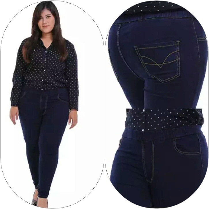 QISSPES STORE - Celana Jeans Levis Wanita Jumbo - Celana Jeans Panjang Wanita - Jeans Pinggang Karet