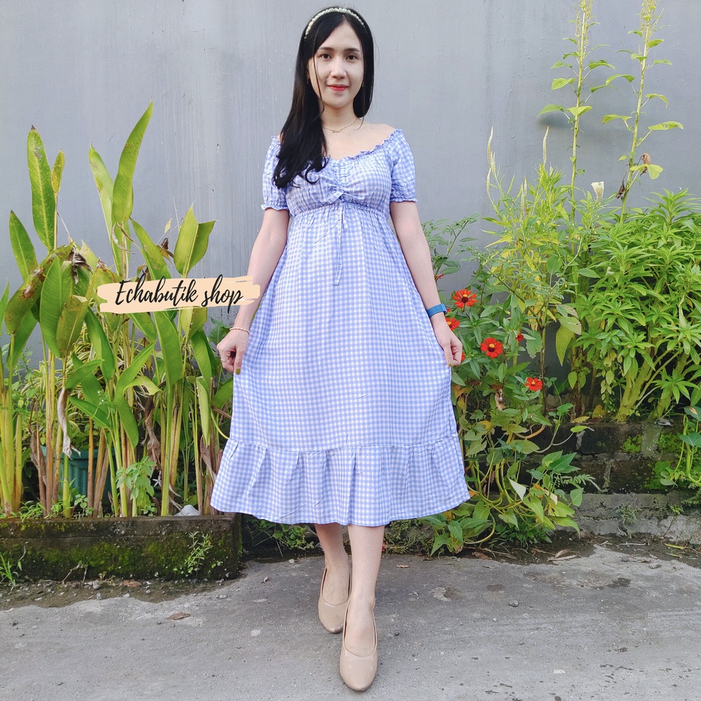 DASTER/DRES CASANDRA POLOS BALI-KOTAK TURKIS