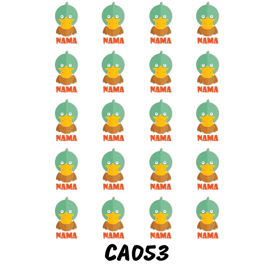 

Sticker Nama Cutting Label Waterproof Tahan Air Duck B (CA053)