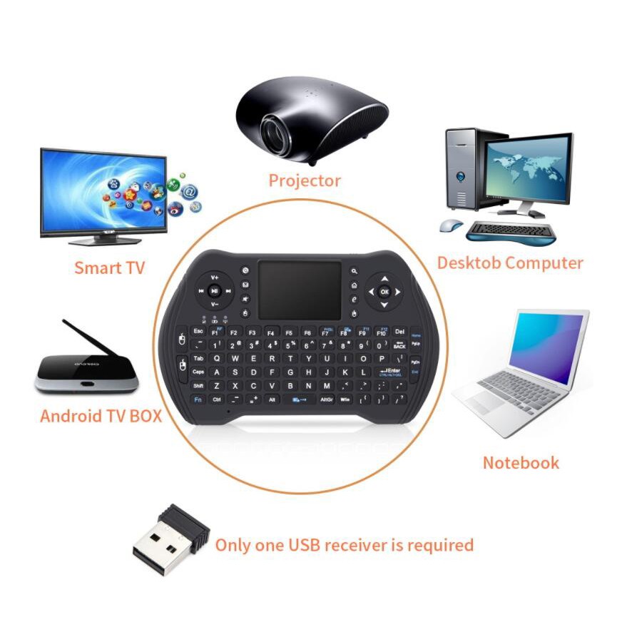 Keyboard Wireless 2.4GHz with Touchpad - MT10 - Black