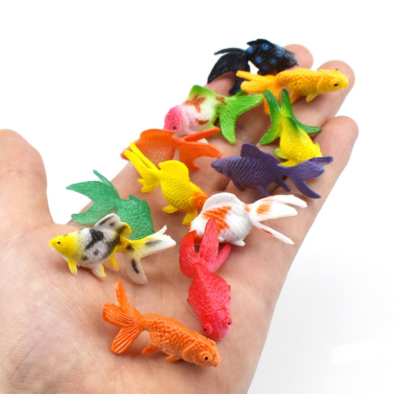 SIY  12 Pcs/Set Soft PVC Goldfishes Models Epoxy Filling Material Crystal Ocean Resin 3D Mini Fish Modeling Filler