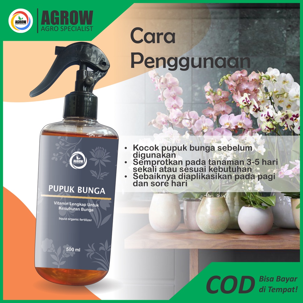 Pupuk Bunga By Agrow Leaf Fertilizer Suplemen Vitamin Bunga Anggrek Mawar Melati Tulip Lily Sedap Malam Alamanda Semprot Cair 500 ml Murah Berkualitas Premium