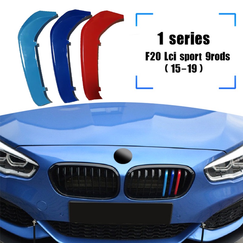 3pcs Strip Trim Grill Depan Warna Jerman Untuk BMW 1 Series 12-19 F20 F21