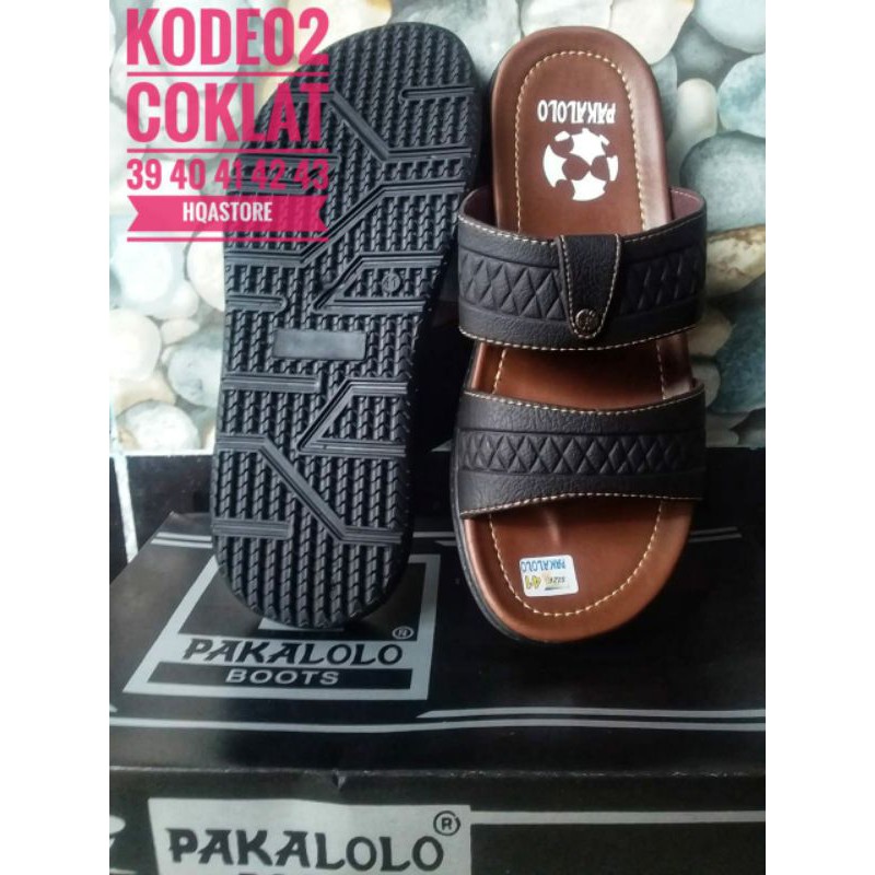 12.12 SANDAL PAKALOLO KULIT BAN DUA WARNA COKLAT/SANDAL CASUAL/SANDAL COWOK/SANDAL SLIDE TERLARIS