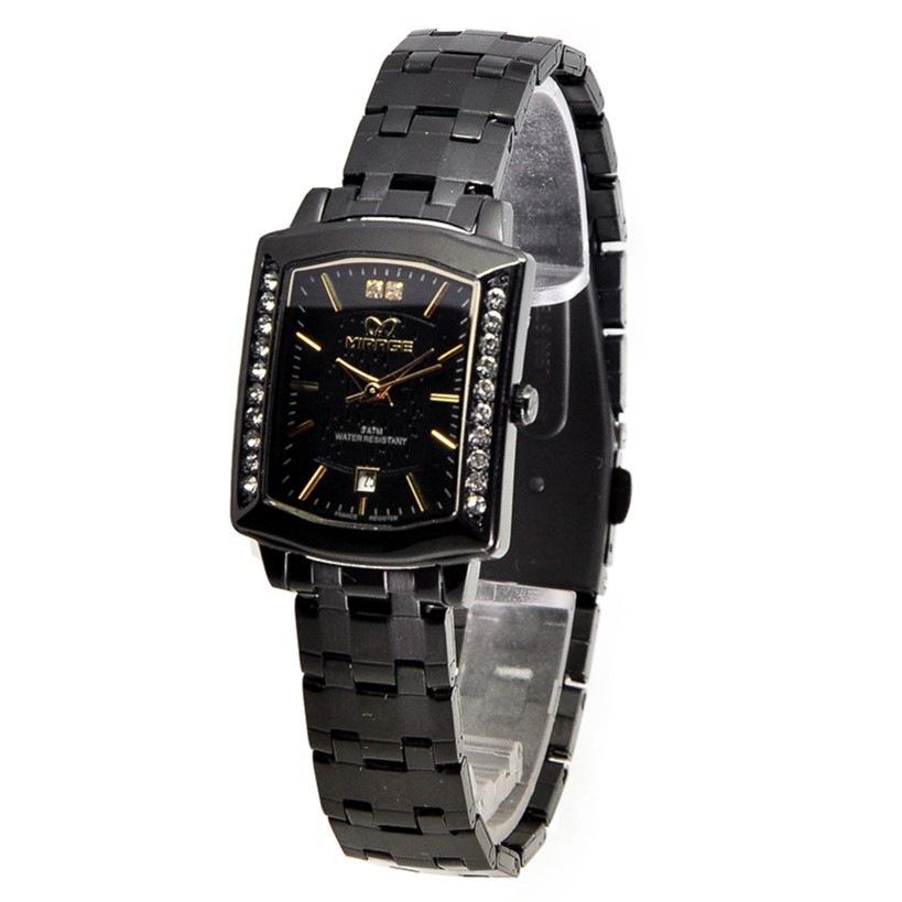 Hot JAM TANGAN MIRAGE PERMATA Black 7442 pH Elegan