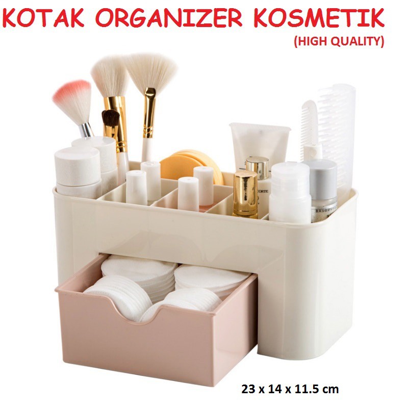 (HIGH QUALITY)-KOTAK ORGANIZER KOSMETIK MAKE UP-ALAT TULIS KANTOR-ATK - GRAY