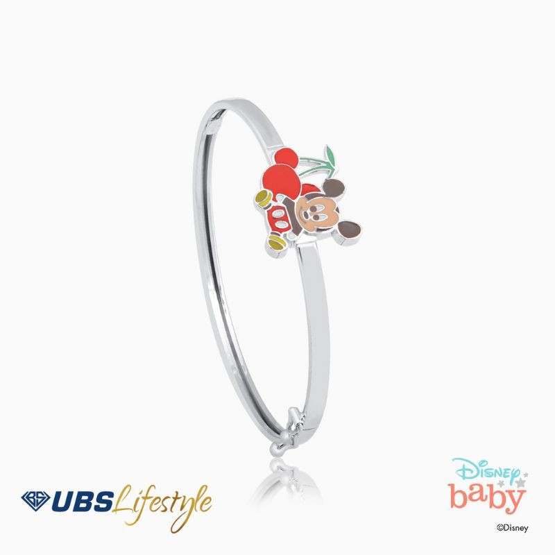 GELANG EMAS BAYI UBS DISNEY MICKEY MOUSE - 17K PUTIH - VGY0110