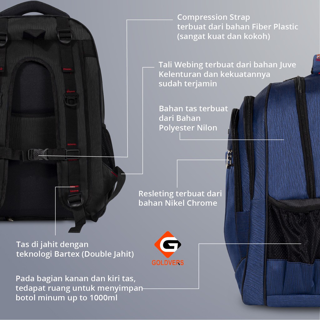 POLO Goldvers Tas Ransel Pria Wanita Tas 17inc Laptop Muat 14inc Free Raincover