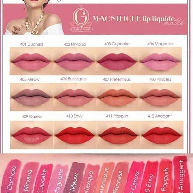 LIP MATTE BY MADAM GIE tersedia dalam 12 pilihan warna