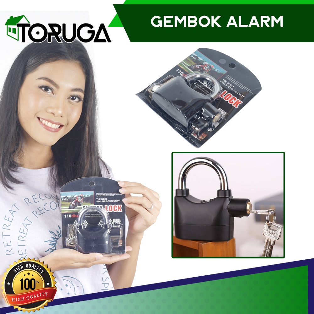 GEMBOK ALARM CAKRAM PAGAR RUMAH BAN MOTOR PADLOCK GETAR