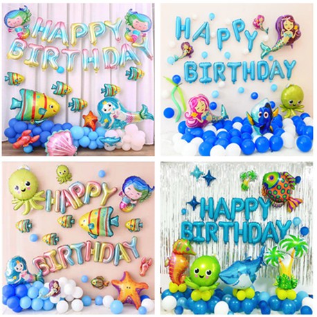 Putri Duyung Laut Balon Hewan Kombinasi Kuda Laut Gurita Ikan