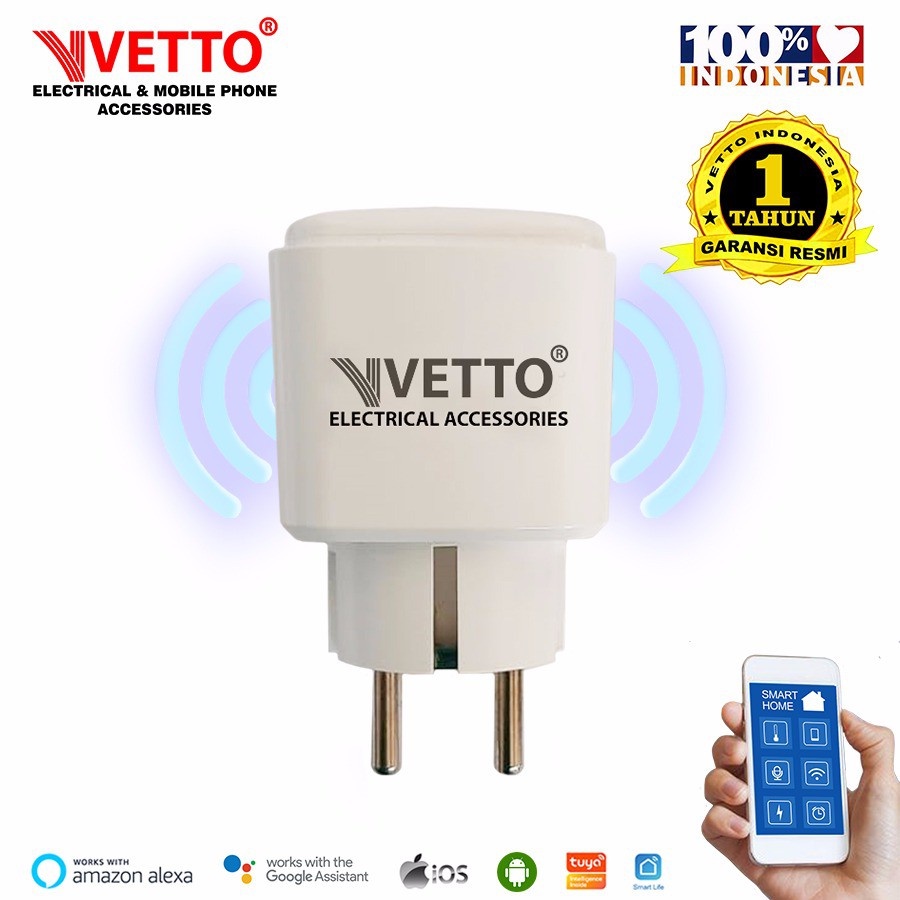 VETTO Smart Plug Wifi Wireless Smart Home Bardi Plus Stop Kontak Smart 16A