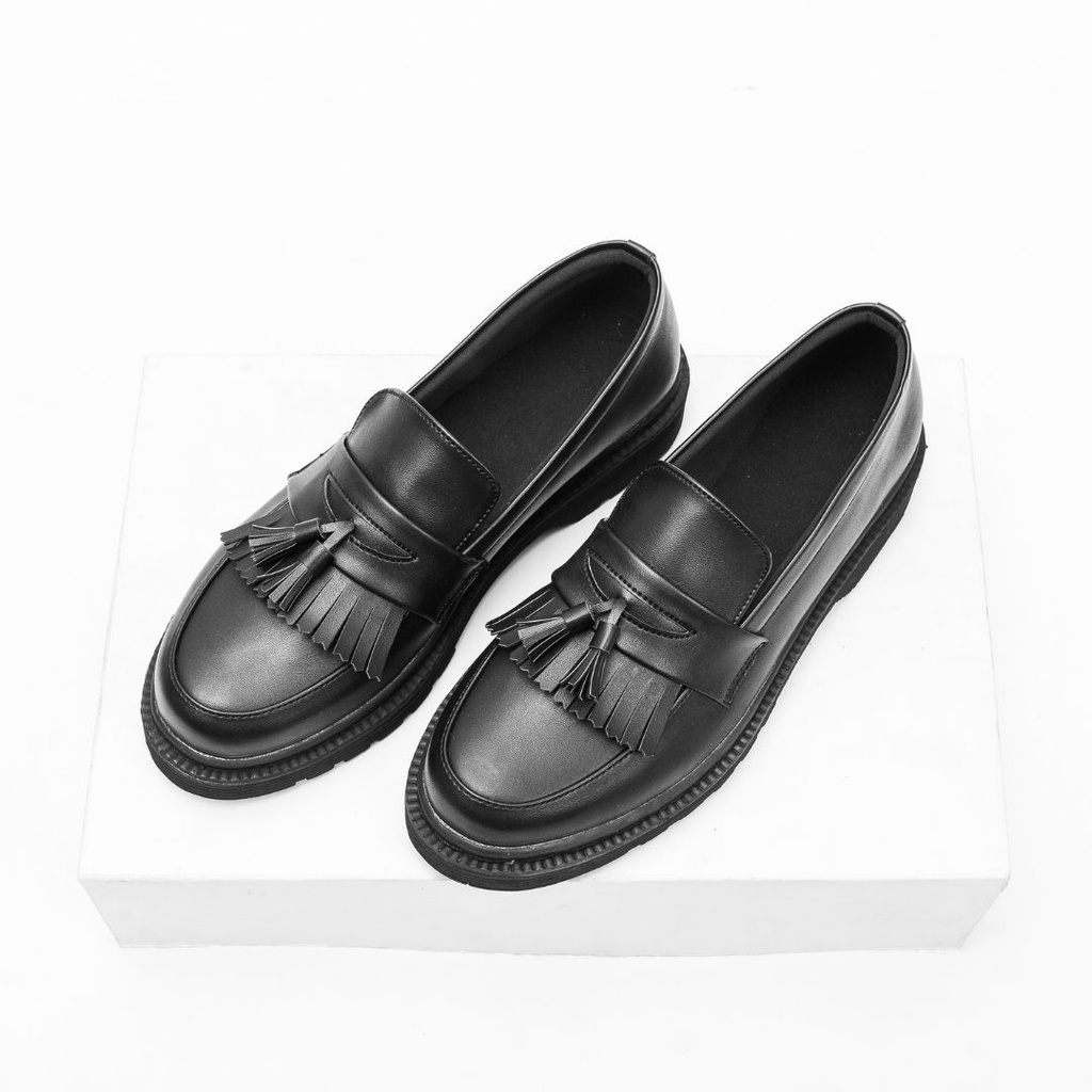 Xcloud x LALAKI Sepatu Formal SlipOn Docmart Casual Pria BIAN Black