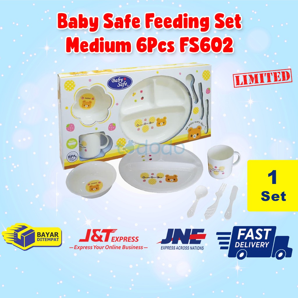 Baby Safe Feeding Set Medium 6Pcs FS602 / Set Peralatan Makan Bayi