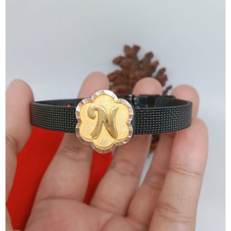 mainan gelang charm bunga, emas kadar 375(8k)