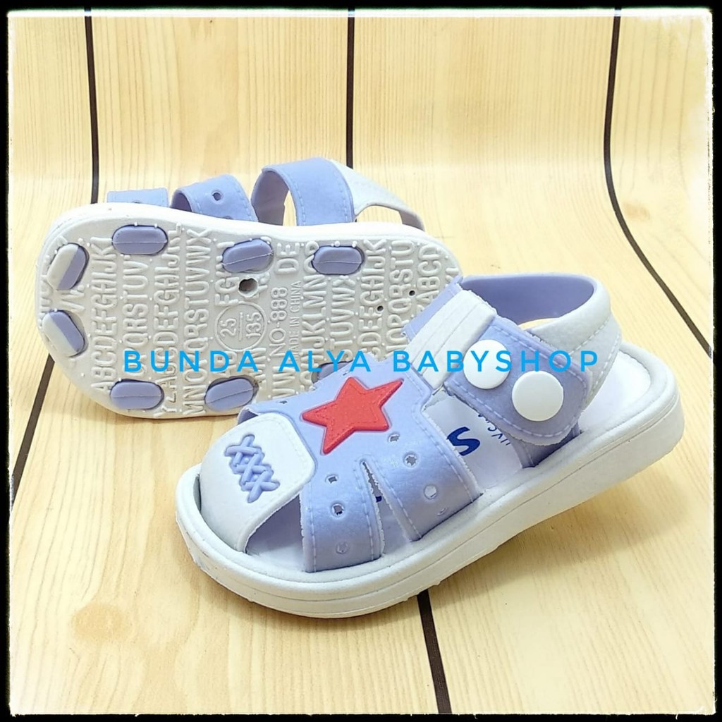 Sendal Anak Laki Laki IMPORT Usia 6 Bulan 1 2 Tahun BIRUMUDA - Sepatu Sandal Anak Cowok Bintang Lentur Alas Karet Anti Licin