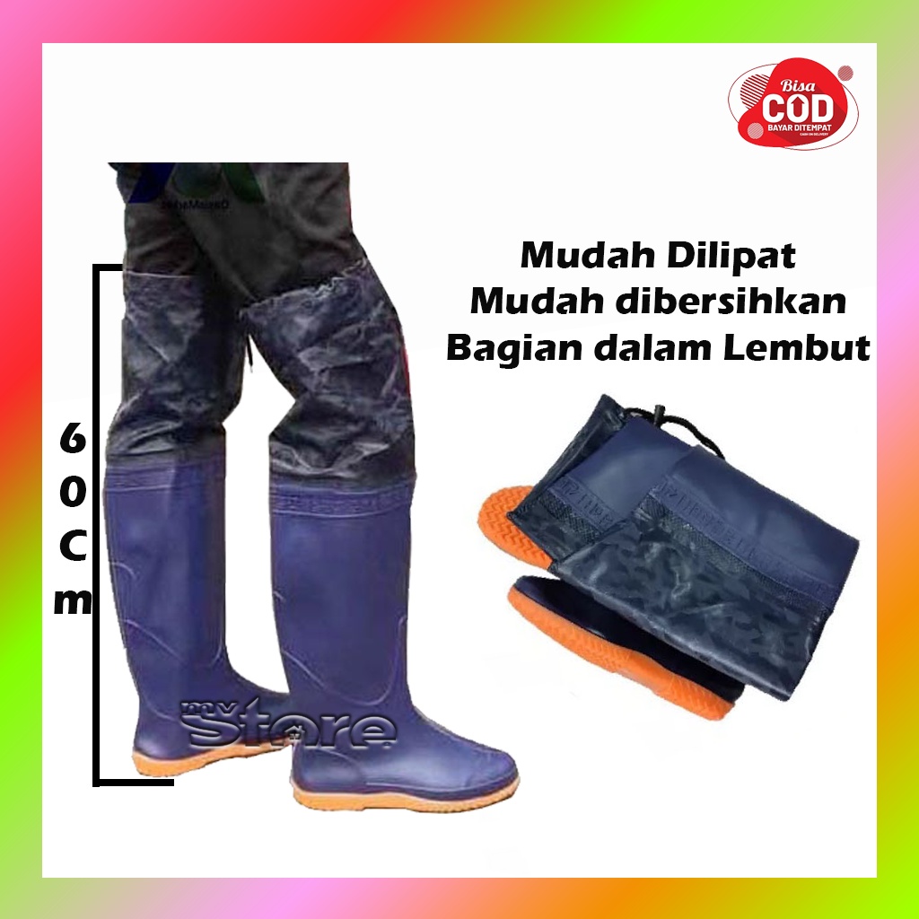 SEPATU BOOTS KARET SAWAH PETANI 60CM LENTUR SOL TEBAL ANTI AIR SEPATU BOOTS KARET PANJANG SAWAH TANI