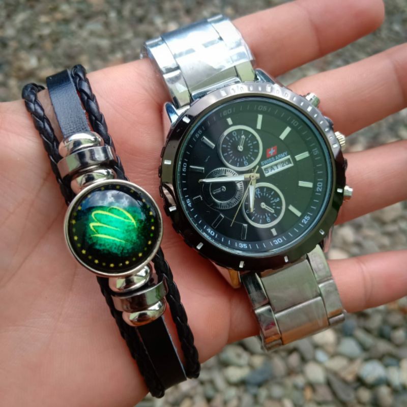 BEST SELLER - JAM TANGAN PRIA TALI RANTAI (FREE GELANG)