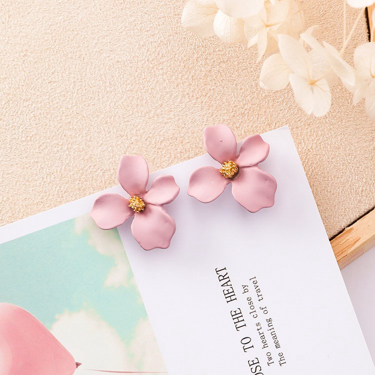 Anting Bunga Permen Warna Manis / Statement Earrings Candy Color Flower Sweet Ear Studs-Won